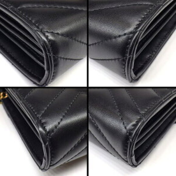 Gucci GG Marmont Chain Wallet Shoulder Bag Black Chevron Quilted - Picture 8 of 10